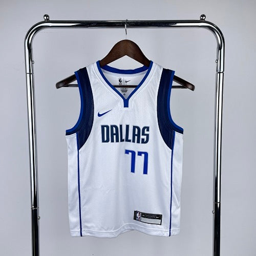 Youth children's clothing: Mavericks White No. 77 Doncic